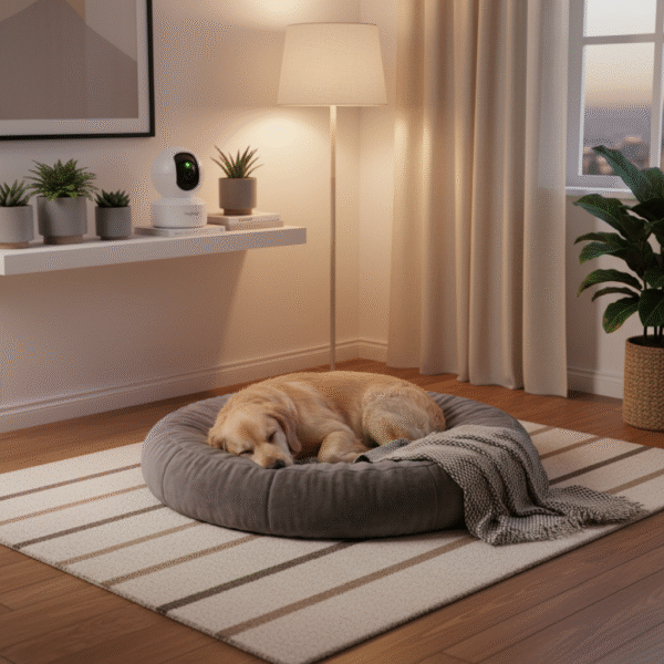 Cámara Boykeep 2K para perros y mascotas con app para teléfono, cámara de seguridad para bebés en interiores con wifi 5G/2.4GHz, movimiento horizontal y vertical de 360°, audio bidireccional y visión nocturna.