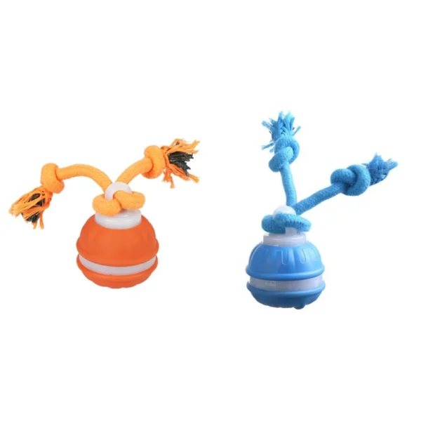 Pelota rodante con activación por movimiento para perros, juguete interactivo recargable por USB para cachorros, perros pequeños y medianos, pelota rodante con cuerda.