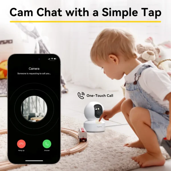 Cámara Boykeep 2K para perros y mascotas con app para teléfono, cámara de seguridad para bebés en interiores con wifi 5G/2.4GHz, movimiento horizontal y vertical de 360°, audio bidireccional y visión nocturna.
