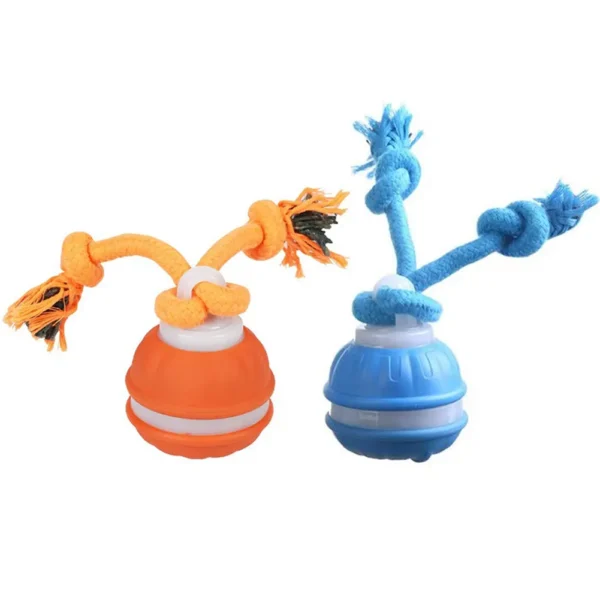 Pelota rodante con activación por movimiento para perros, juguete interactivo recargable por USB para cachorros, perros pequeños y medianos, pelota rodante con cuerda.