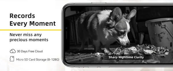 Cámara Boykeep 2K para perros y mascotas con app para teléfono, cámara de seguridad para bebés en interiores con wifi 5G/2.4GHz, movimiento horizontal y vertical de 360°, audio bidireccional y visión nocturna.