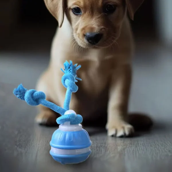 Pelota rodante con activación por movimiento para perros, juguete interactivo recargable por USB para cachorros, perros pequeños y medianos, pelota rodante con cuerda.