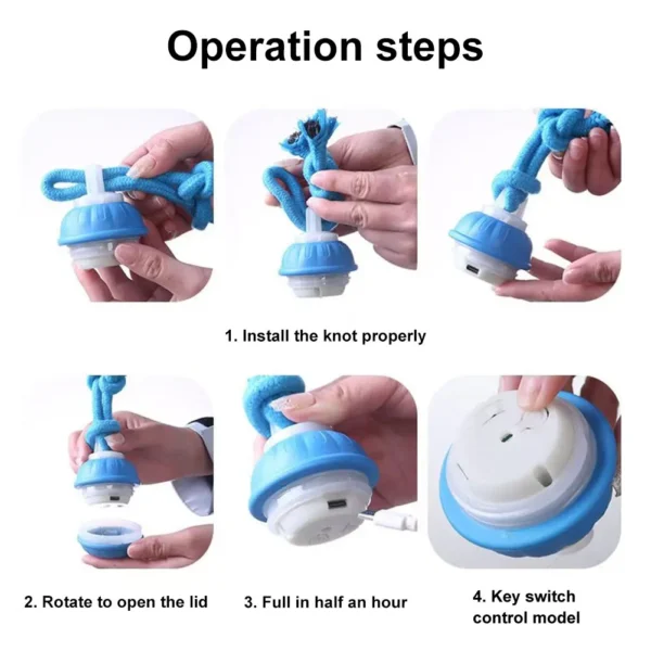 Pelota rodante con activación por movimiento para perros, juguete interactivo recargable por USB para cachorros, perros pequeños y medianos, pelota rodante con cuerda.