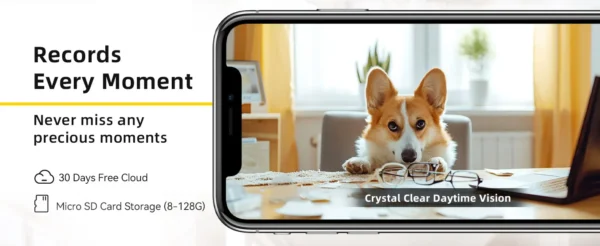 Cámara Boykeep 2K para perros y mascotas con app para teléfono, cámara de seguridad para bebés en interiores con wifi 5G/2.4GHz, movimiento horizontal y vertical de 360°, audio bidireccional y visión nocturna.