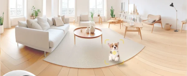 Cámara Boykeep 2K para perros y mascotas con app para teléfono, cámara de seguridad para bebés en interiores con wifi 5G/2.4GHz, movimiento horizontal y vertical de 360°, audio bidireccional y visión nocturna.