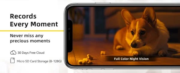 Cámara Boykeep 2K para perros y mascotas con app para teléfono, cámara de seguridad para bebés en interiores con wifi 5G/2.4GHz, movimiento horizontal y vertical de 360°, audio bidireccional y visión nocturna.